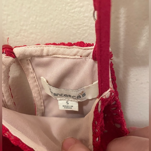 Like New! Beautiful Francesca's Collection Red Crochet Dress Size S - Picture 3 of 10